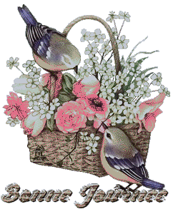 Gif animé bonne journée oiseau panier